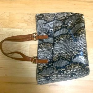 Mock snakeskin shoulder bag
